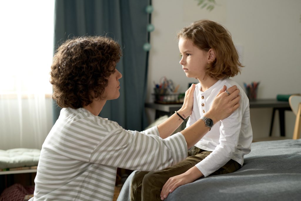 Parent comforting child